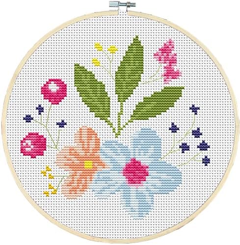 Awesocrafts Cross Stitch Kits Flower 11CT Stamped Patterns Easy Cross Stitching Embroidery Needlework Kit Supplies (Flower) by Awesocrafts