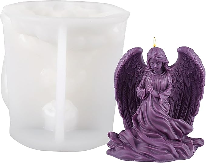 Large Wing Angel Maria Nativity Scene Silicone Wave Spiral Candle Mold - Silicone Resin Casting Molds for Candle & Resin & Soap Craft Supplies
