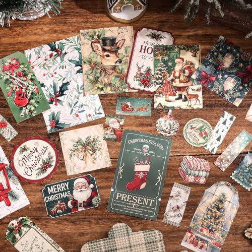 Vintage Christmas Scrapbooking Kit - 35 Large Material Paper for Journals - Image 5
