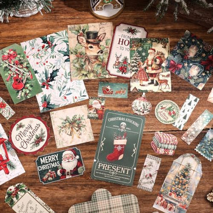 Vintage Christmas Scrapbooking Kit - 35 Large Material Paper for Journals - Image 5