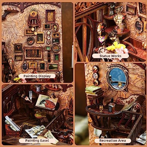 MiniCity Painter at Dusk DIY Book Nook Kit, Miniature House Puzzle with LED - Image 4