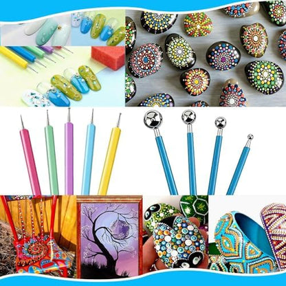 12PCS Dotting Tools Set, Clay Sculpting Tools with Double-Sided Ball Tips & 1.7OZ Air Dry Clay Glaze for Rock Painting, Pottery Embossing, Canvas Drawing & Clay Modeling Kit for Artists and Crafters - Image 5