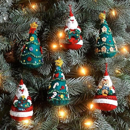 Bucilla Felt Applique 6 Piece Ornament Making Kit, Santa's Tree Treasures, Perfect for DIY Arts and Crafts, 89489E - Image 5