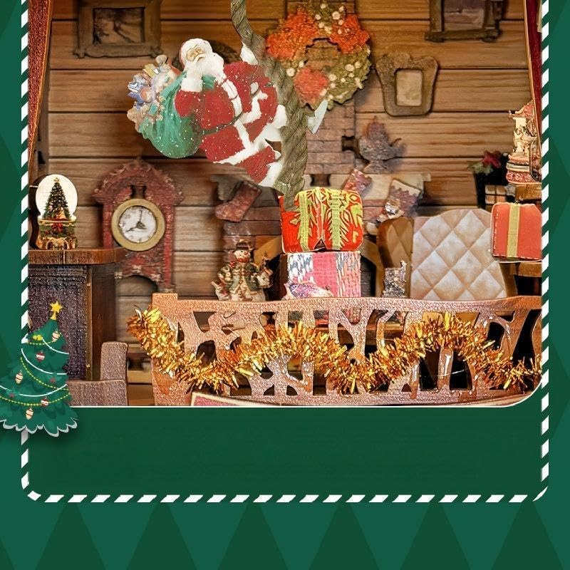 DIY Miniature House Kit, Mini House Building Kit, DIY Book Nook Kit, Tiny Model House for Adults to Build, Beginner 3D Wooden Book Nook, for Family Friends (Christmas time C) - Image 5