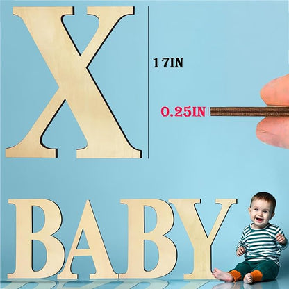17 Inch Unfinished Wooden Letters, Blank Wood Letters Sign for Home Wall Decor, Large Unpainted Wood Letter for Crafts,Birthday,Wedding Party Decoration,Large Wooden Alphabet Letter X