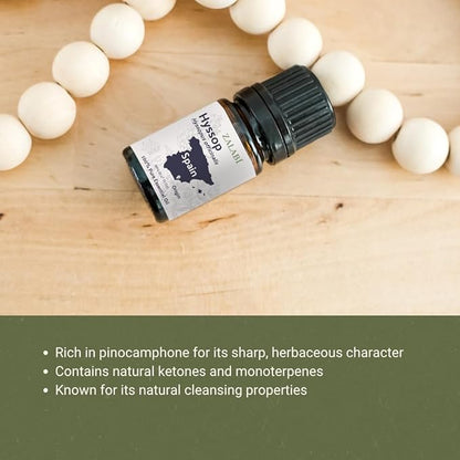 Nature Packaged Hyssop Essential Oil - Direct from Aromáticas Zalabí Spain - Steam Distilled - Aceite de Hisopo for Aromatherapy, Massage, Diffuser, DIY Candle and Soap Making - 15ml