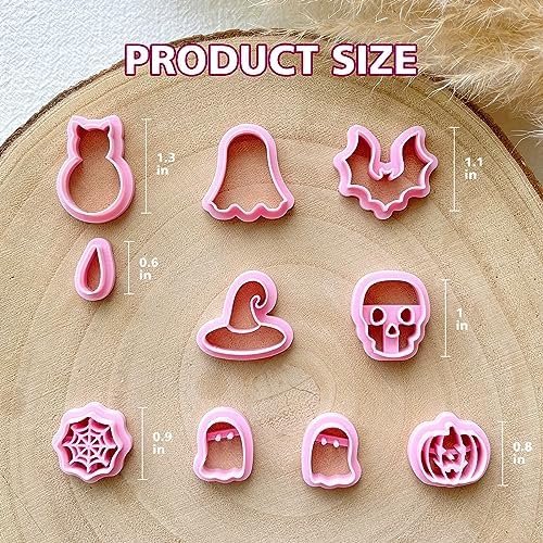 KEOKER Halloween Clay Cutters, Clay cutters for Halloween Earrings Making, 10 Shapes Halloween Clay Earrings Cutters, Halloween Polymer Clay Cutters (Earrings Clay Cutters 1) - Image 4