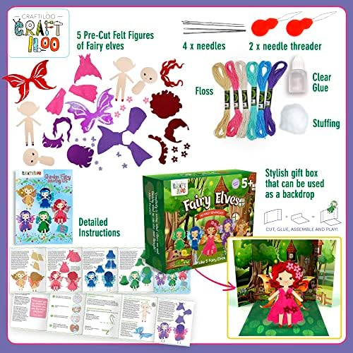 Fairy Elves Sewing Kit for Kids Ages 7-12 - Rainbow Garden Felt Craft - Image 3