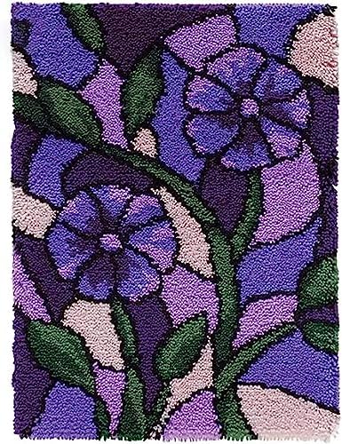 ZFFLYH Latch Hook Kits for Adults, DIY Latch Hook Rug Making Kit for Adults Kids Beginners, Making Cushion Needlework Home Decor Festival Gift 20X15inch,Flower by ZFFLYH