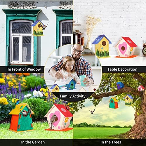 ILHSTY 30 Pack Large DIY Wooden Bird Houses Kits for Kids, Kids Crafts Wood Houses for Parties, DIY Crafts and Art Birdhouse Kits for Children to Build and Design - Image 7