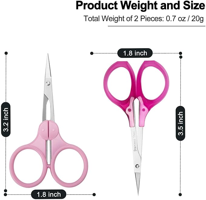 Precision Small Craft Scissors for Paper Cutting, Tiny Travel Scissors Tsa Compliant with Cover, Sharp Small Scissors all Purpose, Straight Fine Tips Mini Sewing Scissors Set, Pink, Burgundy
