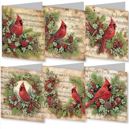 Christmas DIY Diamond Greeting Cards Set, 5D DIY Diamond Art Painting Christmas Style Greeting Card, DIY Christmas Card Making Kits for Family Friends Handmade Gift-#18-Cardinal by Unknown