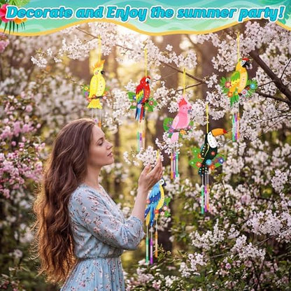 Amyhill 16 Pack Bird Wind Chimes Craft Kit, DIY Painting Wooden Art, Gifts - Image 4