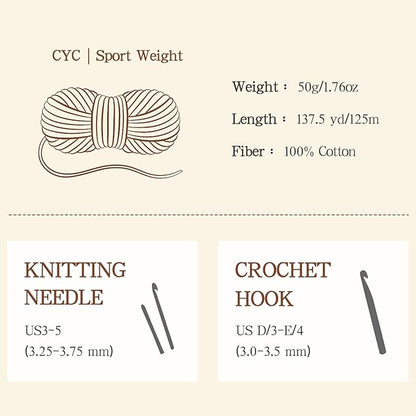 Katech 1OO% Cotton Yarn for Crocheting & Knitting–12-Color of 137 Yards/1.76 oz Baby Cotton Yarn Sport Weight CYC #2-Soft & Breathable-Ideal for Dishcloths, Baby Clothes, Potholders(B)