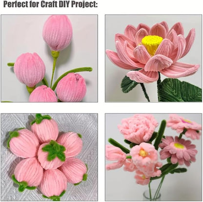 AHAMETON 620Pcs Pastel Pink White Pipe Cleaners Flower Kit,Chenille Stems - Image 6