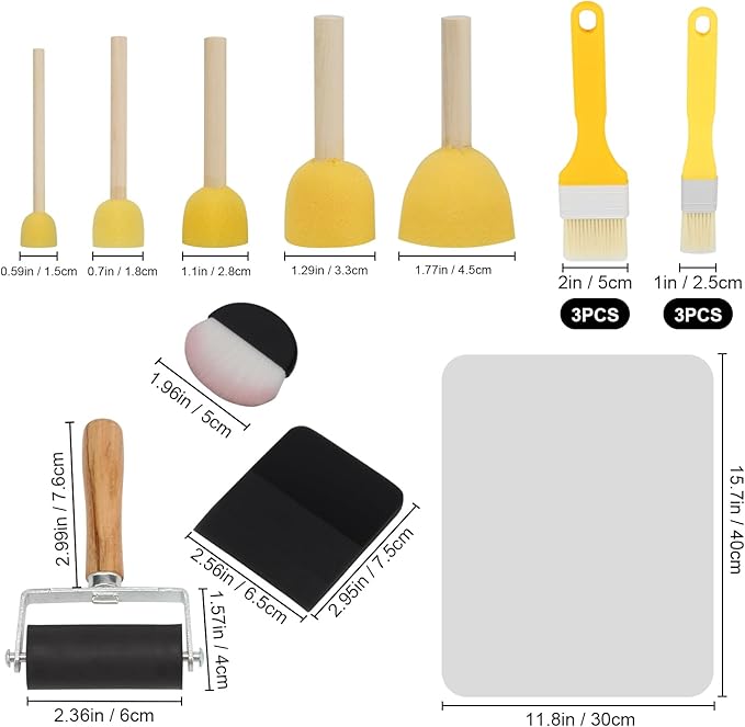 15 Pcs Essential Decoupage Tool Set, Decoupage Tool Set for Beginners, Professional Paper Craft Kit, Decoupage Starter Kit for DIY Arts and Crafts Projects, Decoupage Supplies