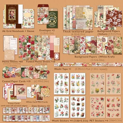 Scrapbooking Supplies Kit, A6 Grid Notebook, Vintage Junk Journaling Kit - Image 2