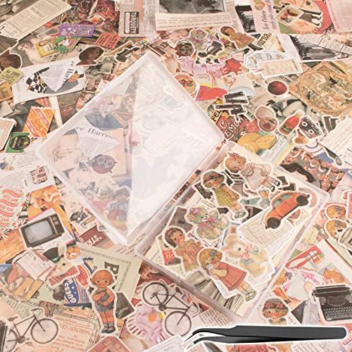 200Pcs Vintage Scrapbook Stickers, Aesthetic Junk Journal Stamping Supplies Kit, Scrapbooking Ephemera Washi Paper for Bullet Journaling Planners Diary Collage (Nostalgic) by Vecbain