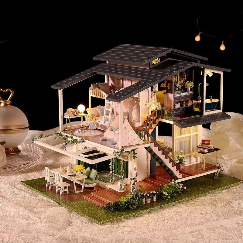 Miniature House Kit, DIY Miniature Dollhouse Kits for Adults to Build to Live in, Garden Shed Miniatures,Wooden Adults Craft Kits, Mini Model Kits with LED, Birthday for Teens - Image 3