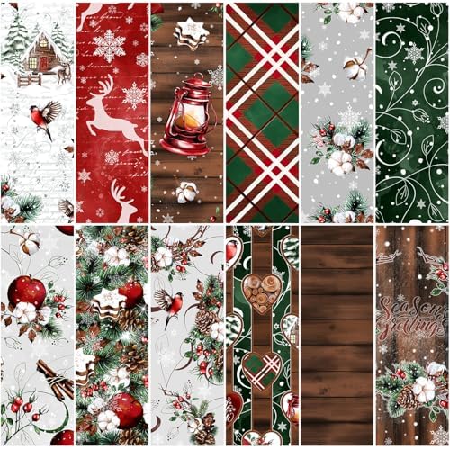 Christmas Scrapbook Pattern Paper Supplies 12×12,24 Sheets Double-Sided Christmas Gingham Scrapbooking CardStock Paper Pad for Holiday Cardmaking DIY Junk Journal Papers by iKammo