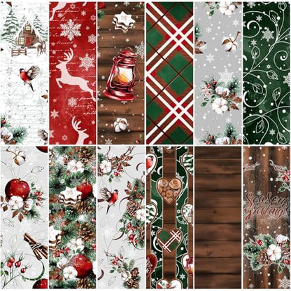 Christmas Scrapbook Pattern Paper Supplies 12×12,24 Sheets Double-Sided Christmas Gingham Scrapbooking CardStock Paper Pad for Holiday Cardmaking DIY Junk Journal Papers by iKammo