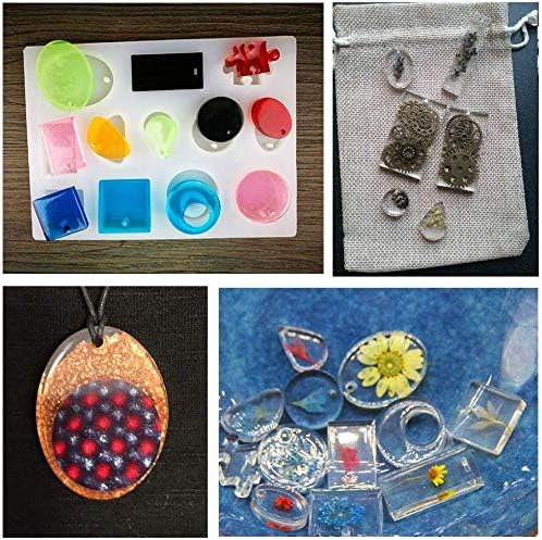 10pcs Clear UV Resin + 6 Silicone Molds + Mini UV Lamp + Liquid Pigment, New Formula UV Resin with 6 Earrings Pendants Molds with Solid Colour Liquid Pigment Dyes for Jewelry Making, Resin Crafts DIY - Image 5