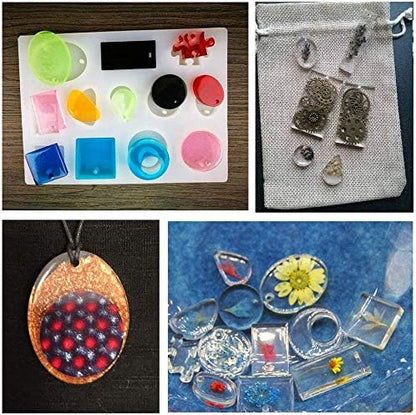 Crystal Clear UV Resin Kit with Lamp & 2 Molds & Pearl Pigment Powder Set for Epoxy Resin Dye for DIY, Resin Jewelry Making, Pendants Earrings Crafts Gifts of Resin, with Tweezer - Image 7