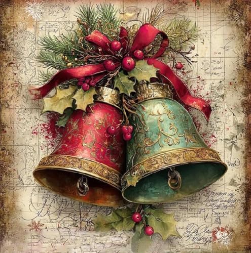 Tiwabb Christmas Bell Stamped Cross Stitch Kits for Adults Beginners by DIYHomeDecor