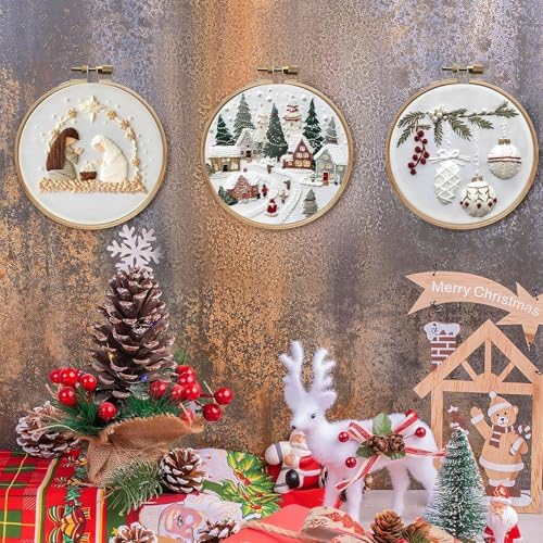 SCECALA 4 Winter Christmas Pack Embroidery Kit for Beginners - Image 7