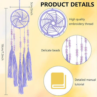 INFUNLY 12PCS DIY Boho Mini Dream Catcher Kit Rainbow Color Small Dream Catcher Kit for Starters Handmade Dreamcatchers with Instruction Wall Hanging Ornament for Home Bedroom Christmas Craft Gift
