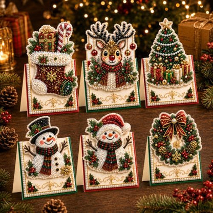 6 Pack Christmas Diamond Painting Cards, DIY 3D Pop-Up Greeting Set by Unknown