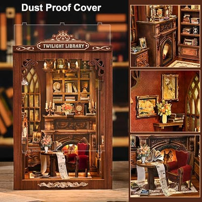 ISSEVE Book Nook Kit, Library Booknook Kits Dollhouse Bookshelf Decoration - Image 6