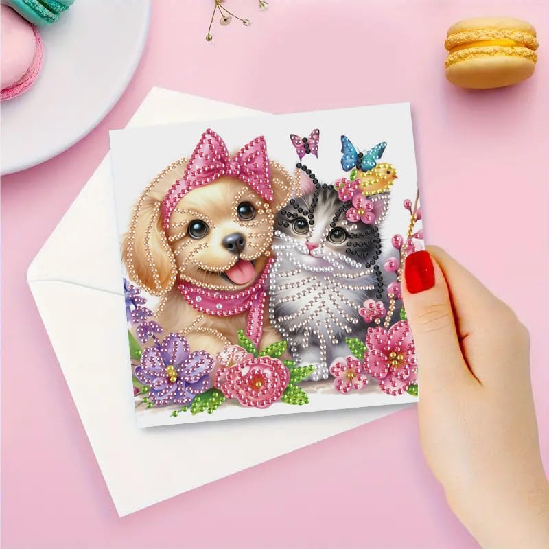 MaiYiYi 6 Pack DIY Cute Dog Diamond Art Greeting Cards Kit - Image 5