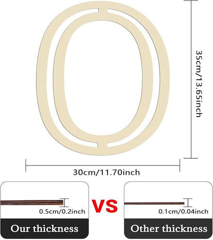 Large Wooden Letters 14 inch for Wall Decor Crafts Big Wood Letter O 1/5 Inch Thick Unfinished Alphabet Cutouts Paintable Letters for DIY Wreath Home Party Wedding Baby Nursery Decorations (O)
