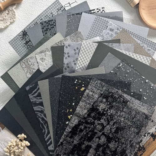 30 Pcs Handmade A5 Textured Scrapbook Paper and Mesh, Junk Journal Supplies by Aromoty