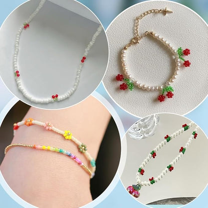 PH PandaHall DIY Bracelet Makings Kits, Glass Beads Charm Bracelet Kit Friendship Bracelet Making Kit Jewelry Making Kit for DIY Craft Stackable Bracelet Necklace Earring Jewelry Making
