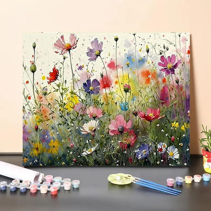 MaiMMaledy Paint by Numbers Kit for Adults Beginners 8Wx12L inch Canvas Pictures with Framed Drawing Painting Works with Wooden Triangle Easel Acrylic Pigment Flower - Image 4