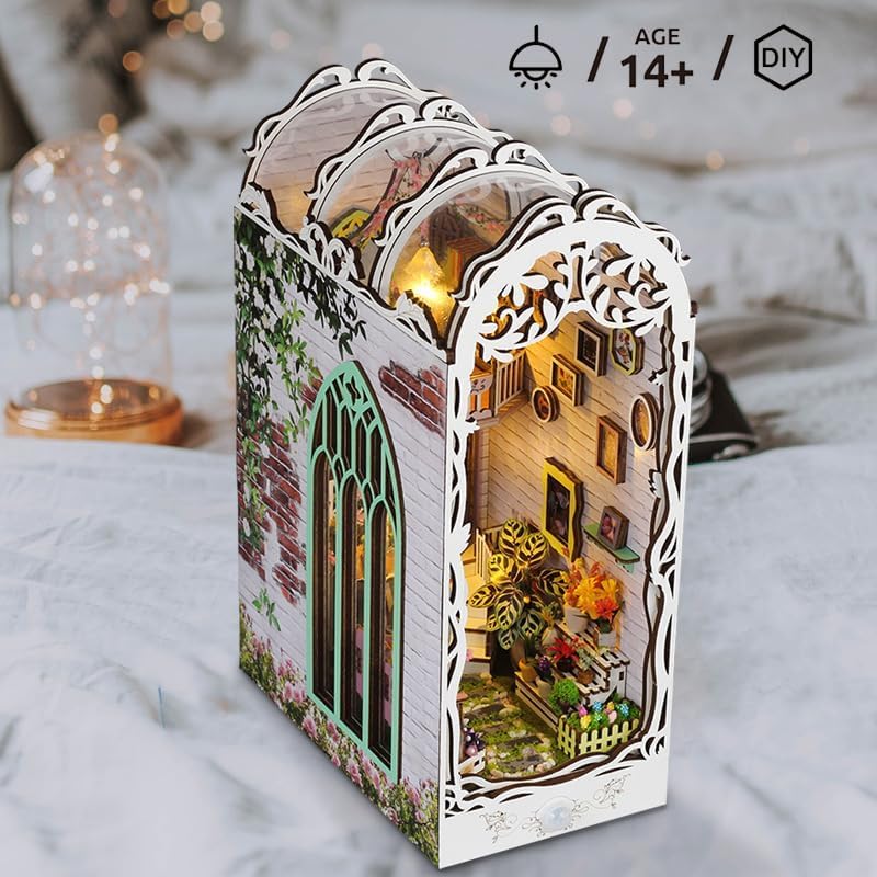 DIY Book Nook Kit,Miniature Dollhouse Booknook Kit for Adults, Flower House - Image 5