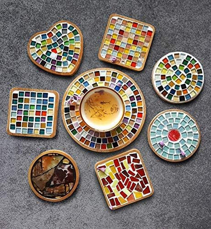 Mixed Color Mosaic Glass Tiles Shine Crystal Glass Pieces Bulk Square Glitter Crystal Mosaic Tiles for Home Decoration or DIY Crafts 200g,1x1 cm (Fruits)