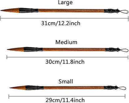 Befiy Chinese Calligraphy Brush, Writing Drawing Watercolor Ink Brushes Hubi Painting Kanji Sumi Wolf Bamboo Brushes Set for Professional Beginner (Green)