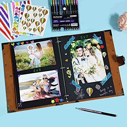 ZEEYUAN DIY Scrapbook Photo Album 60 Pages Leather Memory Photo Book 8.5x11 inch,Vintage Travelling Scrapbook Family Scrap Book Scrapbooking Supplies Kits for Couples - Image 3