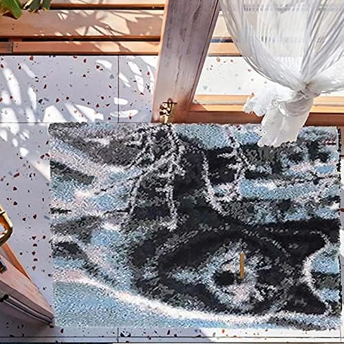 ZFFLYH Large Latch Hook Kits for Adults Rug, 3D Tapestry Yarn Needlework Cushion Making Crafts, Snow Wolf (43X34.5Inch/109X88cm) - Image 5