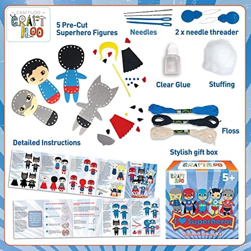 Superhero Sewing Kit for Little Kids - 5 Easy Felt Beginner Projects - Image 3