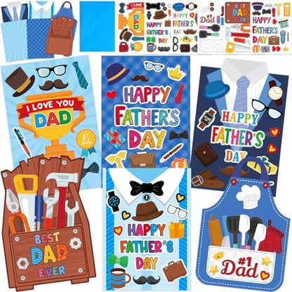 ceiba tree Father's Day Card Making Kits for Kids Happy Father's Day DIY Crafts Cards with Envelopes and Stickers 18Pcs Make Your Own Handmade Crafts Cards for Classroom School Activities by ceibatree