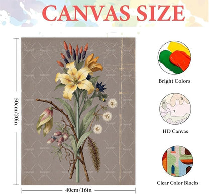 Botanical Paint By Numbers Kit For Adults - Diy Botanical Lily Stem Painting On Canvas 16X20 In, Acrylic Paint Set, Suitable For Beginners, Wall Decor Art For Home Decoration Or Gifts, Unframed - Image 2