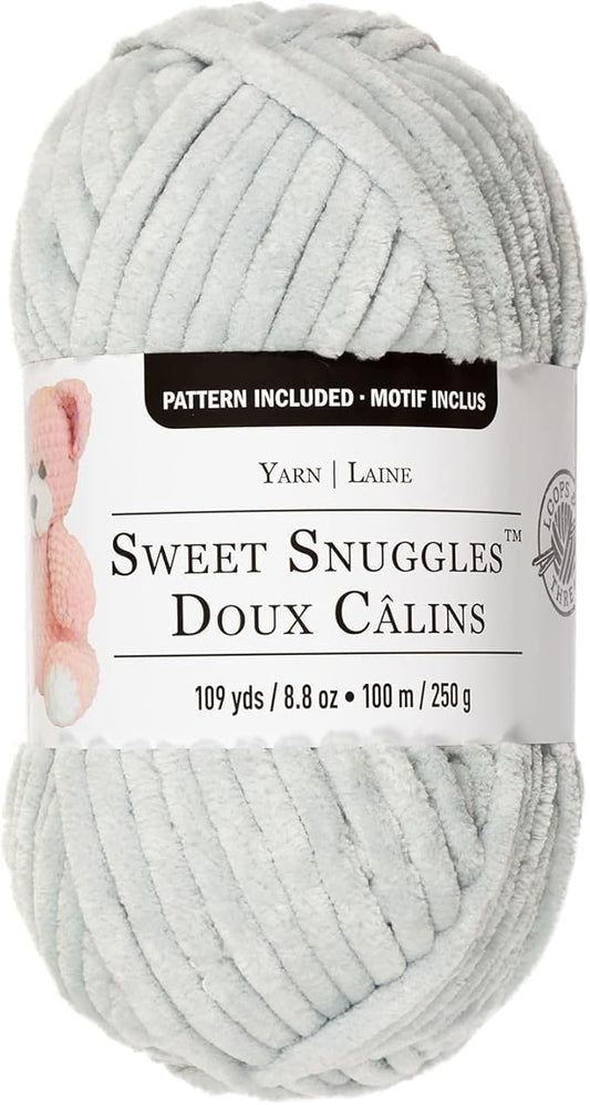 Loops & Threads Sweet Snuggles Yarn - Solid Yarn for Knitting, Crochet, Weaving, Arts & Crafts - Silver, Bulk 18 Pack