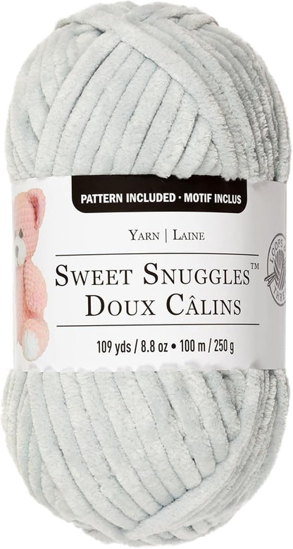 Loops & Threads Sweet Snuggles Yarn - Solid Yarn for Knitting, Crochet, Weaving, Arts & Crafts - Silver, Bulk 18 Pack
