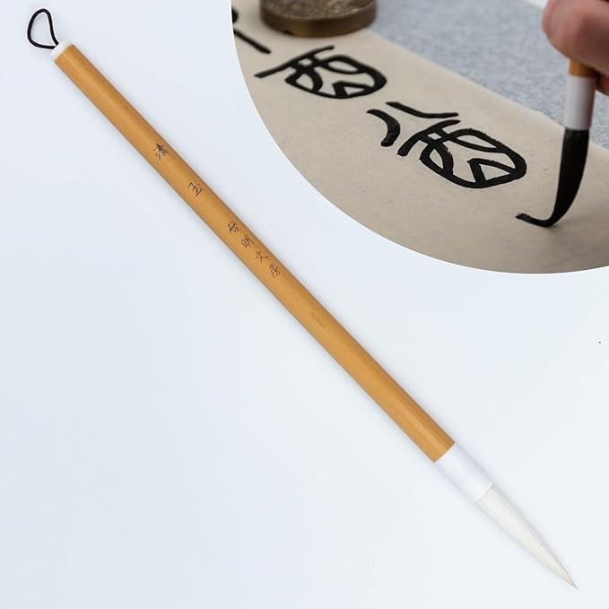 Qi Ming Wen Fang Chinese Calligraphy Brush Chinese Writing Sumi Brush Pen professional Chinese Ink Brush for Seal character, Chinese Brush for Painting Drawing Kanji Art, QingYu 清玉 1pc