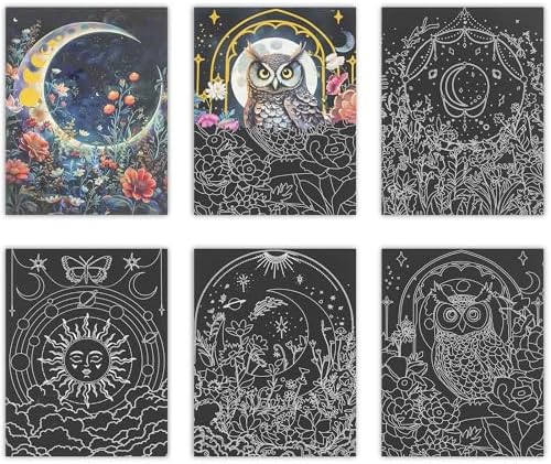 Brea Reese Scratch Art Paper Pad, Moonlight Garden 9x12in Adult Craft Kit - Image 3
