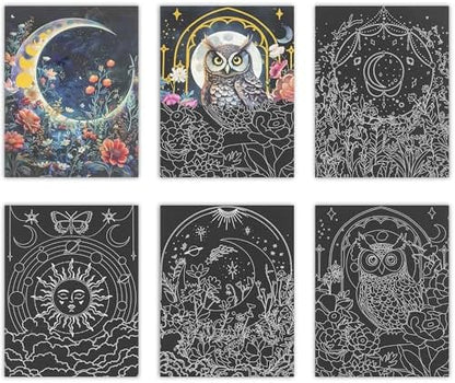 Brea Reese Scratch Art Paper Pad, Moonlight Garden 9x12in Adult Craft Kit - Image 3
